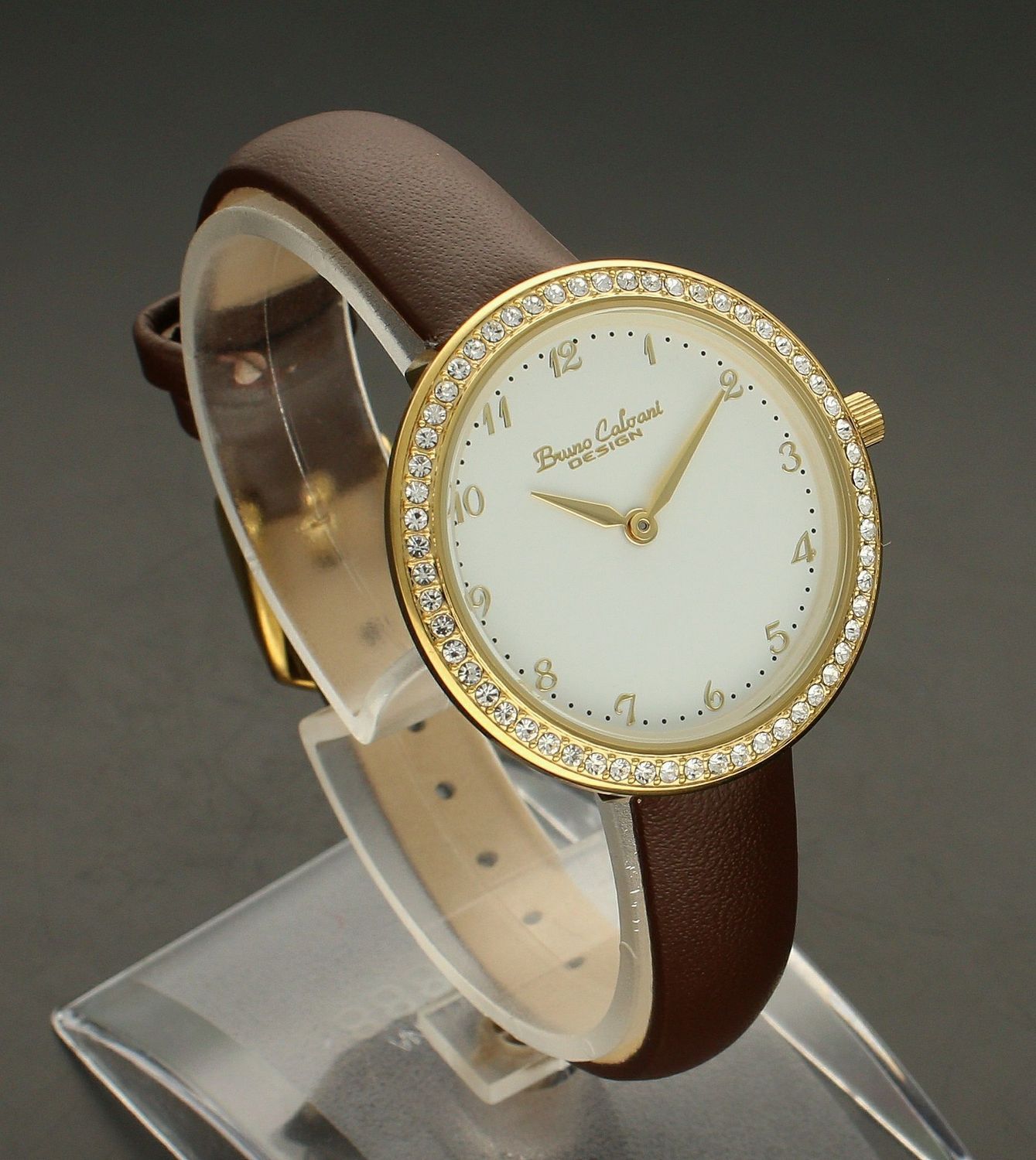 Zegarek damski na brązowym pasku Bruno Calvani BC9894 GOLD BIAŁA TARCZA.jpg